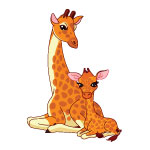 Giraffe and Cub