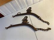 Pair of Antique 19th Century Blacksmith Hand Made ‘Downee’ Bullock Steel Hanes