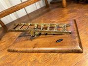 Antique Bespoke Miniature Metal Ladder Door Knocker Desk Ornament on Timber Base 