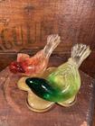 Vintage Murano Glass Lovebirds Sculpture Aventurine Gold Base 1950s Italy