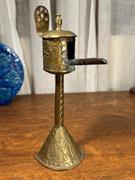 Antique 19th Century Dutch Brass Wall or Table Oil Burner Embossed Design 