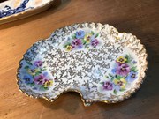 Vintage English Old Foley James Kent Floral & Gilt Decorated Cake Plate 