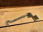 Antique Nickel Plated Brass Cabin Hook Door Latch & Plates c1900-1920