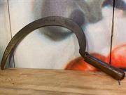 Antique English Hutton & Co 19th Century Iron & Timber Farm Sickle Harvest Tool