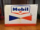 Vintage Mobil Metal Sign Original 1950s Gas Station Wire Oil Rack Topper