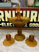 Antique Art Deco Amber Frosted Glass Maiden Float Bowl Cherub Base Garniture
