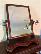 Large Antique Victorian Mahogany Bedroom Bathroom Swing Mirror Brass Sconces