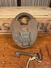 Large Antique Replica Samuel Baker Willenhall Cast Iron Padlock & Key