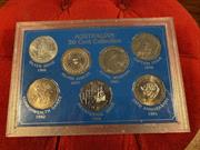 Vintage Australian 50 Cent Commemorative 7 Coin Collection Inc 1966 Silver