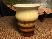 Vintage Art Deco Australian Pottery Newtone Ribbed Drip Glazed Two Tone Vase