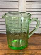 Vintage Australian 1930's Art Deco Green Depression Glass 2 Pint Measuring jug 