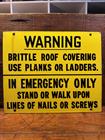 Vintage Enamel Brittle Roof Warning Sign Genuine Heavy Vitreous Porcelain Steel