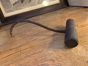 Large Antique Australian Timber & Cast Iron Farmer's Grain Sack Hook 29cm