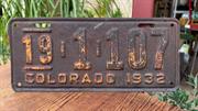 Antique Collectors USA c1932 Colorado Steel Car Registration Plate Man Cave