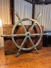 Antique 59cm Solid Marine Bronze Ship's Wheel Keyed Hub & Verdigris Patina