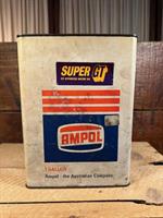 Vintage Ampol Super GT 1 Gallon Motor Oil Tin Can Original Cap Australiana