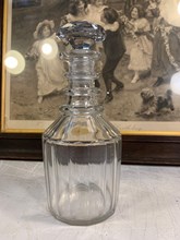 Antique English Victorian Faceted Triple Ring Neck Spirit Wine Decanter 22cm
