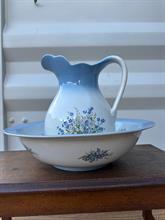 Vintage James Kent Old Foley Pitcher & Wash Basin Set - Blue Forget-Me-Not 1960s