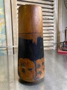 Antique Vintage Australian Hop Pine Pokerwork Decorated Dual Coloured Vase 22cm