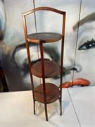 Antique c1900 English Folding Inlaid Mahogany Cake Plate Serving Display Stand