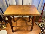 Antique c1900's Art Nouveau Hammered Copper & Continental Pine Side Lamp Table 