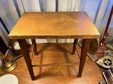 Antique c1900's Art Nouveau Hammered Copper & Continental Pine Side Lamp Table 