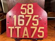 Antique Vintage 1920s French Territories Car License Number Plate Man Cave