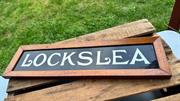1930s Handmade Professional Sign-Writer Oak Framed House Sign 'Lockslea'
