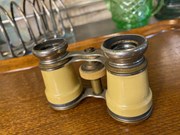 Antique c1900's French Chromed Brass & Enamelled Handle Theatre Opera Binoculars