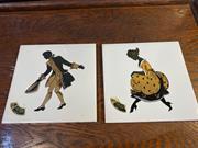 Pair of Vintage Bohemian Pottery Glazed English Feature Tiles