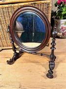 Antique Victorian English Mahogany Dresser Top Vanity Swing Mirror 30cm