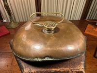 Antique Copper & Brass Oval Bed Foot Warmer Hot Water Bottle c 1890-1910