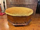 Antique Victorian Octagonal Footstool - Tunbridge Ware Inlay & Bun Feet