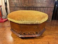 Antique Victorian Octagonal Footstool - Tunbridge Ware Inlay & Bun Feet