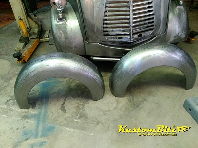 Metal mud guards hand made coach built hot rods