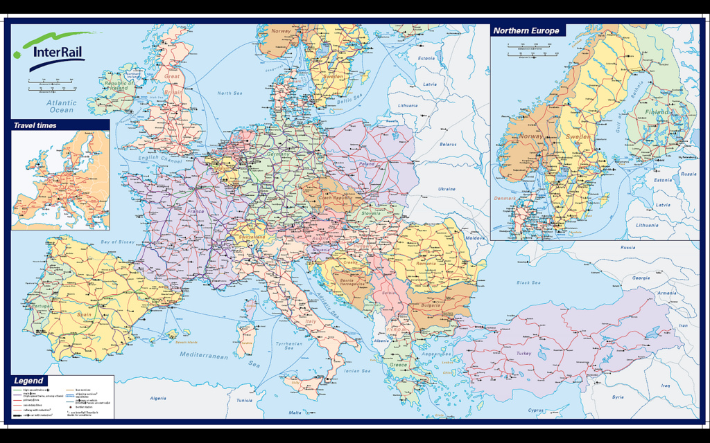 2018 Interrail Map of Europe - Click on Image for 2018 Interrail Map of Europe